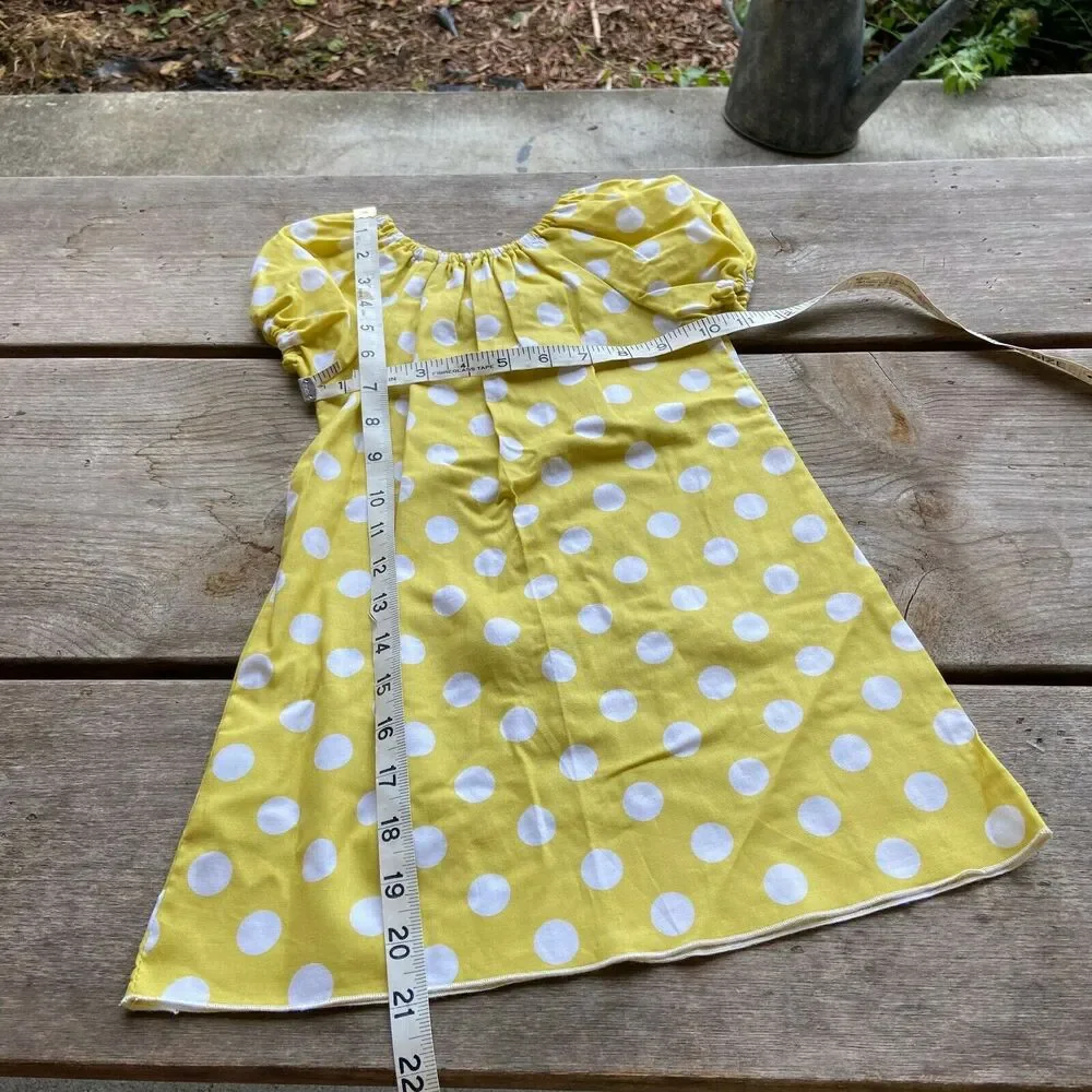 Lolly Wolly Doodle Girls Dress Sz 24 Months Yellow White Polka Dot Made‎ in USA